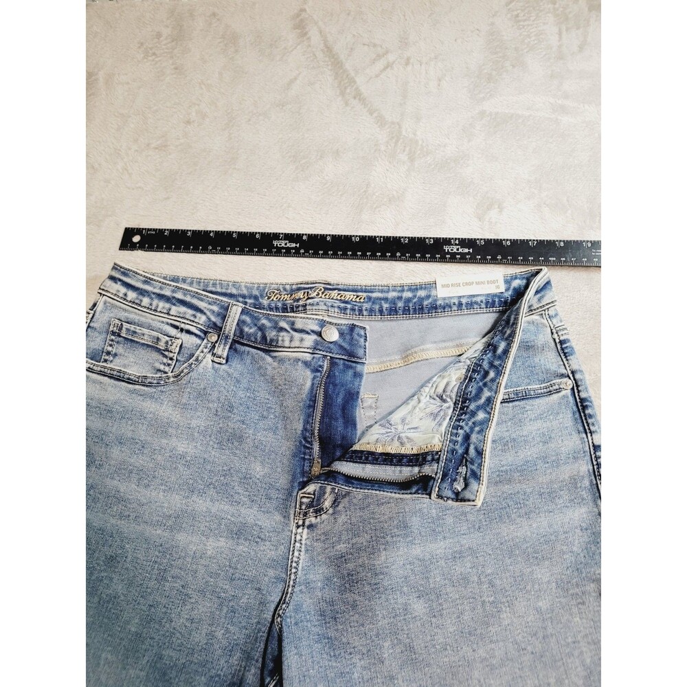 NWT Tommy Bahama Womens Jeans Size 16 Indigo Palms Mid-Rise Mini Bootcut Blue - Picture 12 of 16